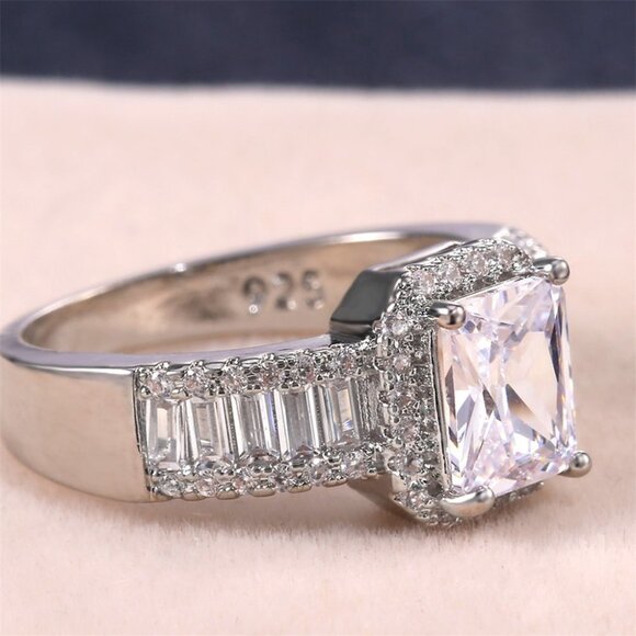 🍁 Trendy Radiant Cut Dazzling Zircon Rectangle Rings for Women, PD164 - Picture 3 of 9